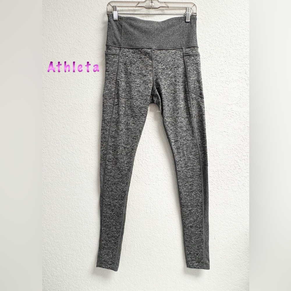 Athleta Gray Exhale Heel High-Waisted Stash Tight Leggings M